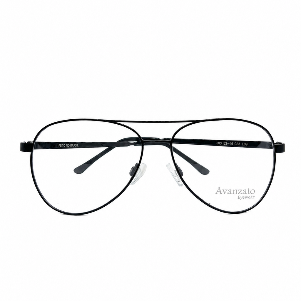 Armação de Grau Metal 863 55-16 Preto Aviador