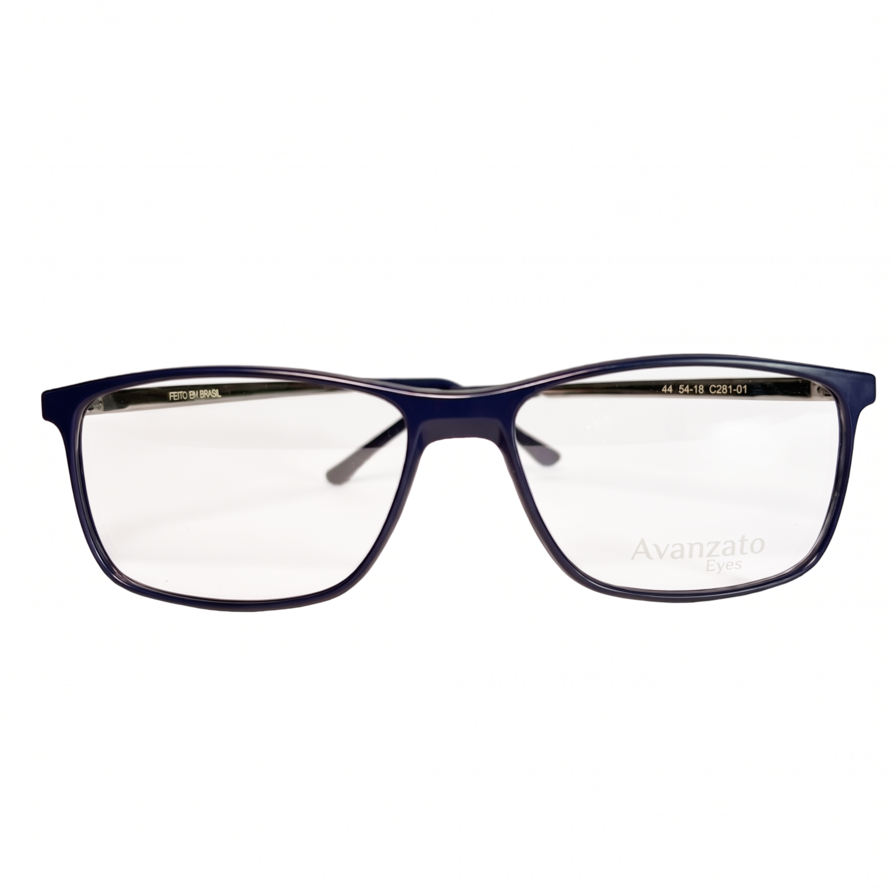 Armação de Grau Acetato Metal 444 54-16 Azul Marinho - Avanzato Optical