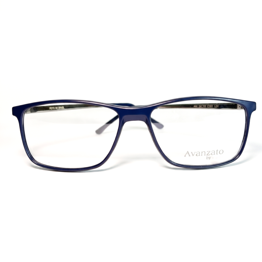Armação de Grau Acetato Metal 444 54-16 Azul Marinho - Avanzato Optical